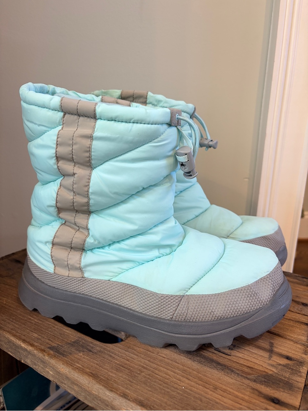 Lands’ End Insulated Winter Snow Boots Mint Aqua Gray Women’s Size 7